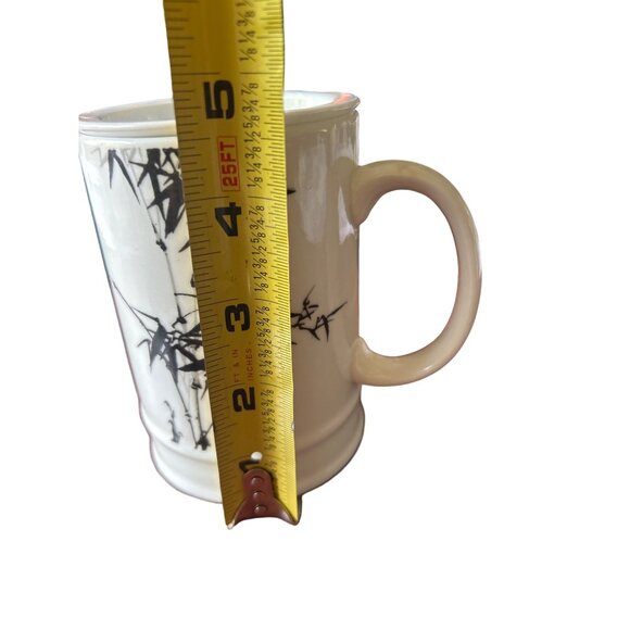 Asian Bamboo Print Porcelain Tea Cup With Strainer - Picture 7 of 7